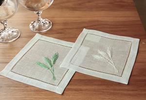 Serviette de cocktail rustique en lin de blé |   Serviette de table réutilisable en lin 100% naturel de qualité supérieure, motif orge, écologique pour la salle à manger - Product Image 3