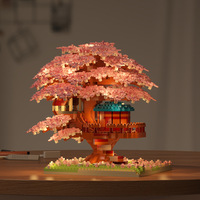 Bloques de Construcción de Plástico con Diseño de Sakura, Mini Suculentas, Flores de Cerezo, Juguetes de Bricolaje para Niños