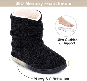 2024 nuevo invierno suave Super-Sponge Comfort Cable tejido casa botín zapatillas para mujer zapatilla botines cálido fábrica enviada directamente - Product Image 6