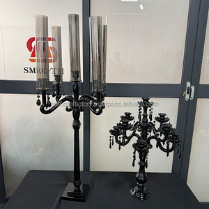 Bougeoirs en cristal noir personnalisés lisses, porte-bougie, candélabre de mariage, centre de table, décoration de scène pour les événements - Product Image 6