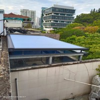 Auvent de terrasse moderne en alliage d'aluminium avec revêtement en poudre de polyester, télécommande, toit de véranda rétractable, balcon