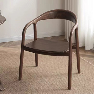 Chaise de salle à manger en bois massif de style nordique moderne, siège en cuir, chaises de salle à manger luxueuses pour restaurant, café, mobilier - Product Image 3