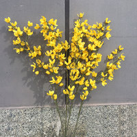 Dekorasi Rumah Taman Pernikahan Pesta Berkualitas Tinggi Bunga Sutra Daun Jasmine Musim Dingin Kuning Buatan