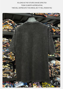 T-shirts surdimensionnés Vintage pour hommes Hiphop Print Acid Wash Tops Streetwear Y2K Graphic Cotton Short Sleeve Black T Shirt - Product Image 6