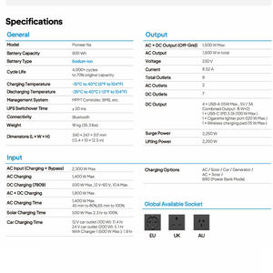 BLUETTI Solar kraftwerk mit effizienter Natrium ionen batterie 900Wh 1500W Wechselstrom ausgang Schnelle Lade fähigkeit Dauerhafter Aufbau - Product Image 4