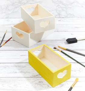 Chưa hoàn thành khay bằng gỗ hộp thiết lập với hình trái tim xử lý <span class=keywords><strong>DIY</strong></span> gỗ thủ công mỹ nghệ 3 kích cỡ cho tường dấu hiệu và hộp gỗ - Product Image 5