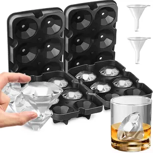 Bán Buôn Amazon Lớn Kim Cương Hình 3D Ice Cube Khay Tái Sử Dụng Silicone Ice Khuôn