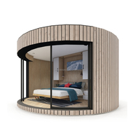 Casa contenedor moderna de lujo con estructura de acero, casa redonda de acero prefabricada de madera para exteriores, casa de vacaciones