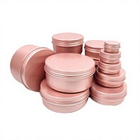 Boîtes cylindriques en aluminium avec bouchon à vis, rose mat, qualité alimentaire, pour blush, contenants vides