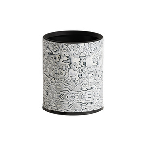 Leather Art Double Layer Metal Trash Can 10L Cylindrical Indoor Waste Bin For Living Room Kitchen Bathroom - Product Image 1