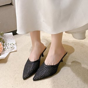Sandali Estivi da Donna con <span class=keywords><strong>Tacco</strong></span> <span class=keywords><strong>Alto</strong></span> e Punta Chiusa, in Tessuto Unico e Traspirante, Ideali per Esterni - Vendita all'Ingrosso - Product Image 5