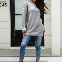 Robes pull en nylon/coton pour femme, manches longues, tricotées, longueur genou, coupe ample, style décontracté, mignonnes et élégantes, collection Printemps, ODM