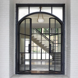 French Exterior Arched Shape Double Glass Front Main <b>Swing</b> House Doors with Steel <b>Frame</b> Design <b>for</b> Entrance - Product Image 4