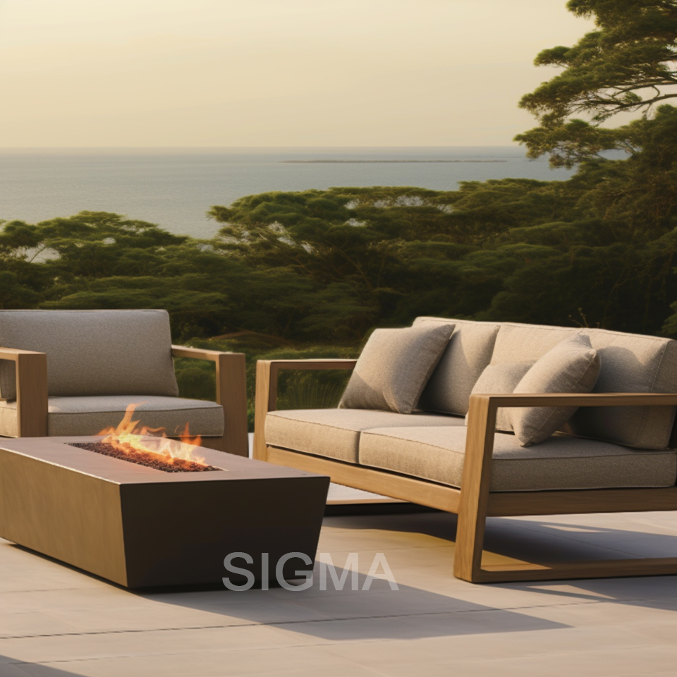 Wholesale designer outdoor modular garden furniture teak solid wood sofa set patio chaise