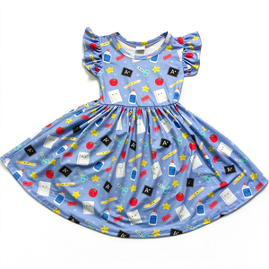 Robe tourbillon pour filles en soie de lait imprimée, motif dinosaure, abeille, camion vintage, sans manches, à volants, pour la rentrée scolaire, robe de princesse pour enfants - Product Image 2