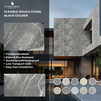 Carrelage mural 3D de qualité supérieure-Carreaux de marbre en argile modifiée écologique Pierre brute Pierre flexible dorée noire Pierre tendre