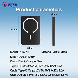 Mini Slim 10mm Aluminum Li-Polymer Battery 5000mAh Fast <b>Charging</b> Wireless Magnetic Portable Power Bank - Product Image 4