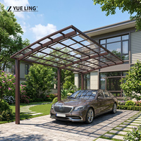 Abri de voiture en aluminium pour usage extérieur, service OEM, toit en polycarbonate cintré, résistant aux UV, structure robuste pour les développeurs