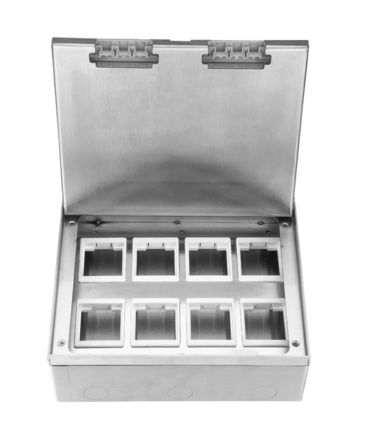 Data Stainless Steel Distribution Damping Type Floor Socket Box Install 8 Sockets USB Computer Hiding Box