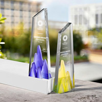 Trophée en cristal personnalisé haut de gamme gravé au laser, motif sommet de montagne, plaque d'honneur pour réunion annuelle, groupe d'employés exceptionnels