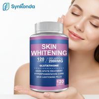Pilules blanchissantes pour la peau au glutathion, capsules végétaliennes 2000 mg, complément efficace pour éclaircir la peau, éliminer les taches brunes, le mélasma et les cicatrices d'acné