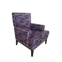 Klassischer Vintage-Sessel für Hotelgästezimmer, Wohnzimmermöbel, Lila Stoff-Akzentsessel für Wohnbereiche