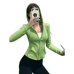 Veste de sport à capuche zippée pour femme, haut de yoga à manches longues, moulante, décontractée, printemps-automne, pour la course à pied - Product Image 4