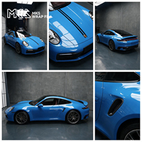 Film adhésif pour voiture Maiqi PET Arrow Blue Gloss Vinyl Wrap, autocollant pour voiture, film de protection, épaisseur 7,5 mil, anti-rayures, sans bulles, avec système d'évacuation d'air