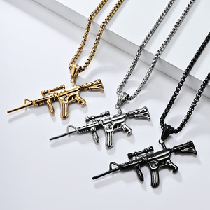 New yunnique style military fashion M416 assault rifle pendant necklace for men, hip-hop personalized jewelry and a - Product Image 2