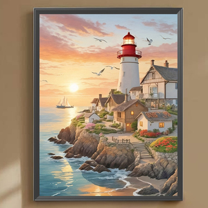 Lukisan berlian dekorasi ruang tamu mercusuar Modern 40X50CM bundar penuh kualitas tinggi 5D dekorasi dinding akrilik kit lukisan Berlian - Product Image 2