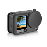 Étui de protection en silicone pour caméra d'action DJI Osmo Action 6 avec capuchon d'objectif, sangle de poignet et ouverture latérale à dégagement rapide