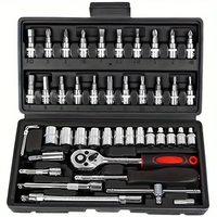 Juego de llaves de reparación de automóviles multifuncionales de 46 Uds., caja de herramientas Manual Universal, herramientas de mano pequeñas, incluido el juego de enchufes