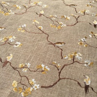 RTS 4 Couleurs Fleur Oiseau Design Tapisserie Imitation Lin Broderie Tissu Pour Canapé