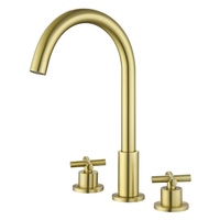 Robinet de baignoire autoportant en laiton, finition or brossé, céramique, style contemporain, luxe hôtelier, à commande douce, vente chaude