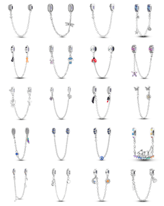 Bracelet à breloques Golden Dora - Chaîne de sécurité en argent - Pendentif - Bijoux perlés en forme de cœur - Accessoire DIY pour enfants - Product Image 2