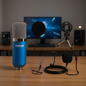 Microphone à condensateur bleu XLR cardioïde pour studio avec filtre anti-pop et support pour podcast, jeux, streaming et enregistrement - Product Image 2