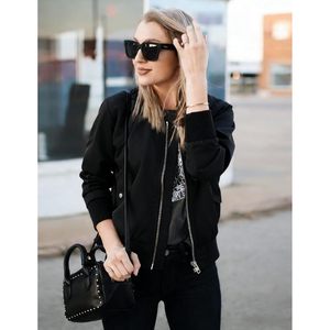 FOXA Veste bomber pour femme, manteau décontracté à fermeture éclair avec poches, pour le printemps et l'automne, S XXL - Product Image 5