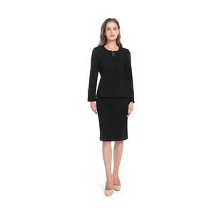 Grosir hitam putih gaun-Harga Pabrik Gaun Kerah Putih Setelan Hitam Kantor untuk Wanita dengan Reputasi Baik