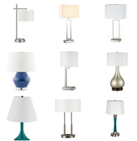 1 & 2 ampoules support lampes de bureau corps en métal carré blanc abat-jour en lin lampes de table de chevet avec USB et prise de courant