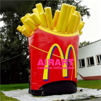 Publicité gonflable pour frites pour la décoration d'entrée de magasin de snacks, modèle publicitaire personnalisé pour frites, frites gonflables