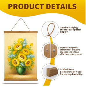 Cadre mural magnétique multifonctionnel en MDF, best-seller, 13 pouces, idéal pour accrocher des affiches et des photos - Product Image 4