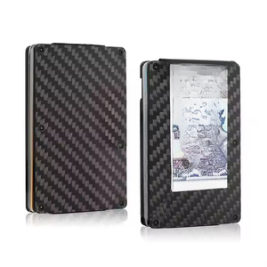 RFID Burnt Titanium Forged Carbon Fiber <strong>Wallet</strong> Minimalist Custom LOGO Money Clip Metal RFID Metal Aluminum <strong>Cardholder</strong> for <strong>Men</strong> - Product Image 1