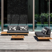 Ensemble de canapés d'extérieur en bois de teck imperméable et résistant à l'eau pour hôtels, jardin, terrasse, hôtel