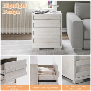 Ensemble de chambre à coucher 5 pièces style ferme avec cadre en MDF, comprenant <span class=keywords><strong>lit</strong></span> King, commode miroir et 2 tables de chevet - Product Image 4