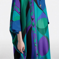 Nouvelle Robe Courte Vintage Imprimée à Lacets et Manches Longues Taille Haute pour Femme, Été 2026, en Polyester Spandex Antistatique
