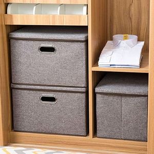 <b>Large</b> Collapsible Storage <b>Bins</b> Storage Boxes Linen Fabric Storage Cubes for Kids With Cover for Home Bedroom - Product Image 3
