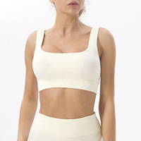 Soutien-gorge de sport pour femme FLW, logo personnalisé, léger, respirant, maintien élevé, grande taille, fitness, bleu, tricot côtelé