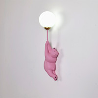 Minimaliste mignon chambre d'enfants LED applique murale dessin animé ours lampe avec corps en résine maison lune lampe décor pour éclairage intérieur
