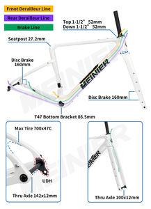 Cadre de vélo de gravier en carbone léger avec frein à disque, avec patte de dérailleur UDH et boîte à outils, cadre de vélo de gravier durable, max 700x47C - Product Image 5