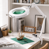 Lampe Loupe LED Ergonomique à Fixation par Pince, Sans Distorsion, avec Bras Flexible et Éclairage Intégré